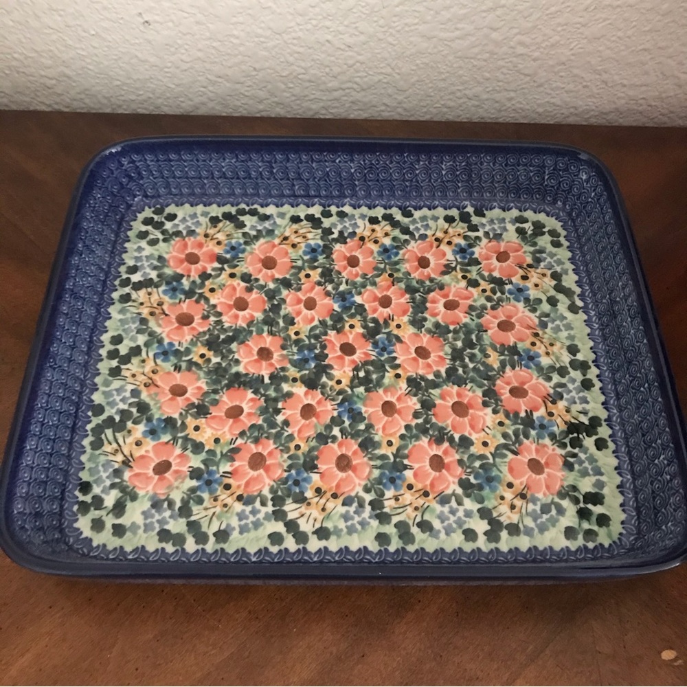 Polish Pottery Ceramika Artystyczna Unikat  1745 Rectangle Baker Dish